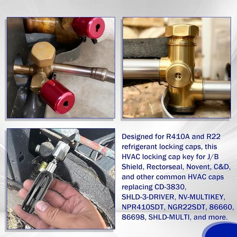 Multi Shield Locking Caps Multi-Key Tool R410A and R22 HVAC Refrigerant Key for J/B Sheild, Industries, Rectorseal, Novent, C&D Locking Caps in Kuwait