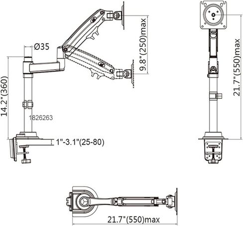 حامل شاشة، زنبركي غاز 22-35 بوصة LCD حامل شاشة LED ذراع كامل الحركة لسطح المكتب مريح شاشة تلفزيون حامل تحميل 2-12 كجم in Kuwait