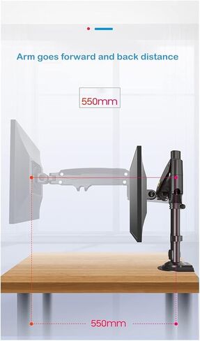 حامل شاشة، زنبركي غاز 22-35 بوصة LCD حامل شاشة LED ذراع كامل الحركة لسطح المكتب مريح شاشة تلفزيون حامل تحميل 2-12 كجم in Kuwait