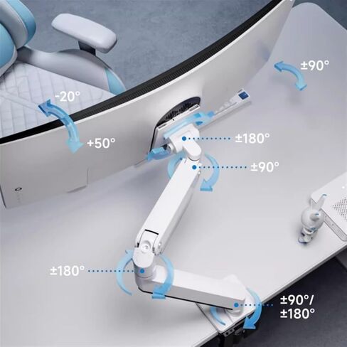 Monitor Desk Mount Heavy Duty Single Monitor Mount with 3.0 USB Ports, Aluminum Pneumatic Spring Desk Mount Arm Fits Ultrawide Monitors Up to 49 Inches and 39.6 Lbs Compu in Kuwait