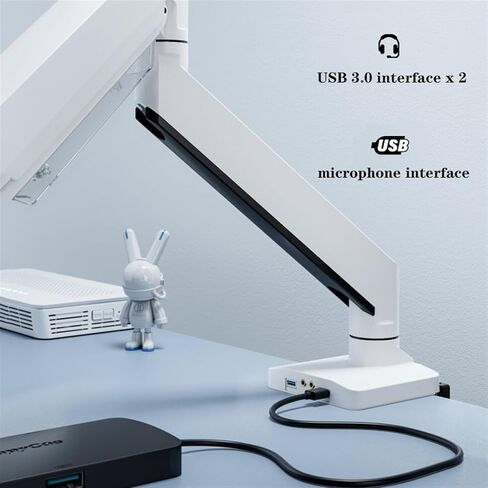 Monitor Desk Mount Heavy Duty Single Monitor Mount with 3.0 USB Ports, Aluminum Pneumatic Spring Desk Mount Arm Fits Ultrawide Monitors Up to 49 Inches and 39.6 Lbs Compu in Kuwait