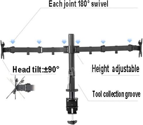 Screen Stand, Desktop Clamping Full Motion 360 Degree Dual Monitor Holder Stand 10"-27" LCD Led Monitor Mount Arm Loading 8Kgs Each Head in Kuwait