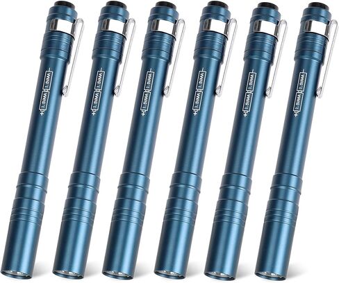 FASTPRO 6 عبوات من مصابيح القلم، مصابيح LED من الألومنيوم مع بطاريات متضمنة، مصباح جيب على شكل قلم مع مشبك للتفتيش والإصلاحات والتخييم وحالات الطوارئ، أسود in Kuwait