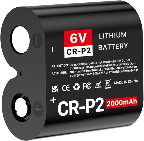 بطارية CR-P2، 6 فولت 2000 مللي أمبير في الساعة متوافقة مع الكاميرات ووحدات الفلاش وأضواء الطوارئ وبطارية ليثيوم بديلة للصور 223A، DL223A، EL223AP، 2CR-P2، غير قابلة لإعادة الشحن، عبوة واحدة in Kuwait