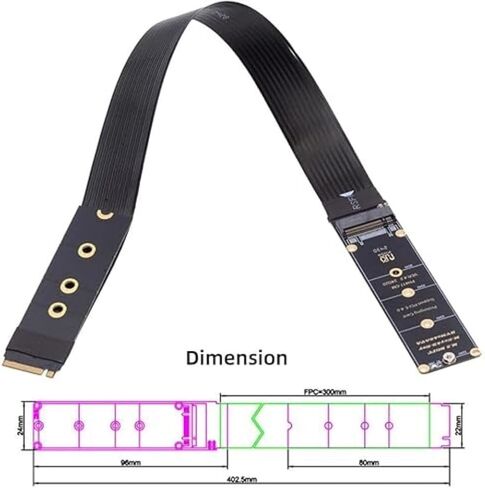 M.2 NVMe to PCIe 4.0 Adapter Card with Flexible Riser Cable for 2230 2242 2260 2280 SSDs NVME and NGFF SATA Support‌ in Kuwait