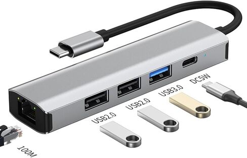 Portable USB-C to Gigabit Ethernet Adapter - 1000Mbps Network Bridge for High-Speed Internet - 100 Gigabyte Silver in Kuwait