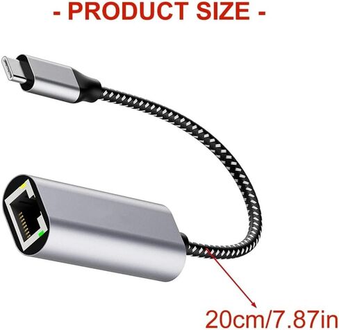 محول USB-C احترافي إلى Gigabit Ethernet - وصلة شبكة بسرعة 1000 ميجا بت في الثانية لمستخدمي الطاقة - رمادي in Kuwait