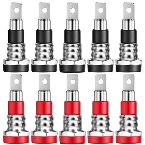 10 Pcs 4mm Female Banana Plug Connectors, Copper Banana Jack Sockets Mount Binding Post Adapter for DIY Test Projects Speaker Terminal or 4mm Banana Jack Socket (Black and Red) in Kuwait