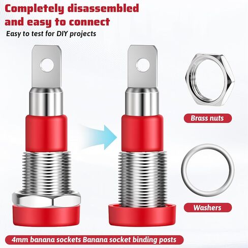 10 Pcs 4mm Female Banana Plug Connectors, Copper Banana Jack Sockets Mount Binding Post Adapter for DIY Test Projects Speaker Terminal or 4mm Banana Jack Socket (Black and Red) in Kuwait