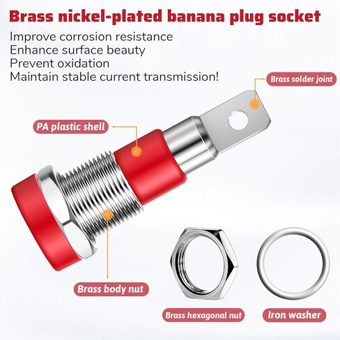 10 Pcs 4mm Female Banana Plug Connectors, Copper Banana Jack Sockets Mount Binding Post Adapter for DIY Test Projects Speaker Terminal or 4mm Banana Jack Socket (Black and Red) in Kuwait