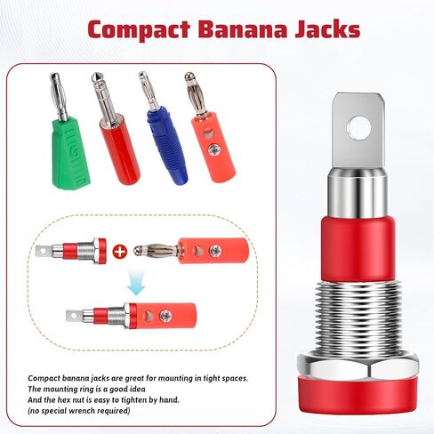 10 Pcs 4mm Female Banana Plug Connectors, Copper Banana Jack Sockets Mount Binding Post Adapter for DIY Test Projects Speaker Terminal or 4mm Banana Jack Socket (Black and Red) in Kuwait