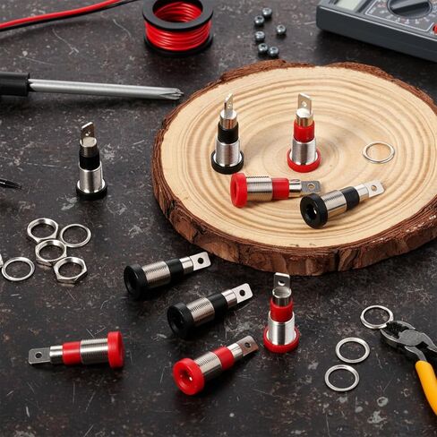 10 Pcs 4mm Female Banana Plug Connectors, Copper Banana Jack Sockets Mount Binding Post Adapter for DIY Test Projects Speaker Terminal or 4mm Banana Jack Socket (Black and Red) in Kuwait