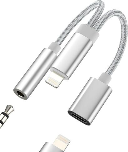 محول مقبس صوت Lightning إلى 3.5 مم (2 في 1) مقسم كابل سماعة الرأس AUX لهاتف iPhone 14 13 12 Pro Max موصل سماعة رأس شاحن لأجهزة Apple MFI معتمد لجهاز iPad محول شحن سماعات الأذن ملحقات السيارة in Kuwait