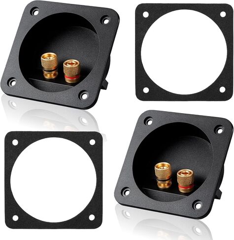 2 Pcs 3.1 Inch Speaker Box Terminal Square 2-Way Speaker Terminal Cup with Banana Plugs Subwoofer Box Terminals Screw Type Binding Post for Subwoofer Boxs Tower Speakers in Kuwait