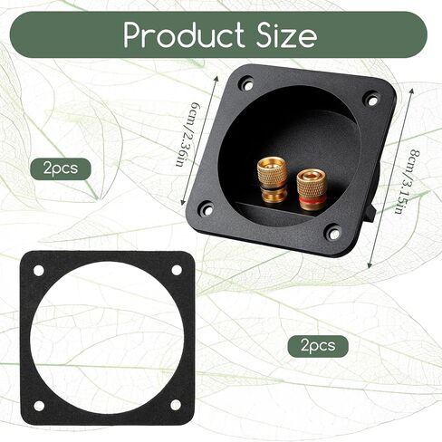 2 Pcs 3.1 Inch Speaker Box Terminal Square 2-Way Speaker Terminal Cup with Banana Plugs Subwoofer Box Terminals Screw Type Binding Post for Subwoofer Boxs Tower Speakers in Kuwait