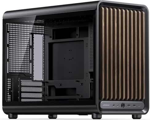 حافظة كمبيوتر JONSBO D33 Wood Black Micro ATX، حافظة MATX عالية تدفق الهواء مع لوحة من الزجاج المقسى، 9 أوضاع للمروحة، توافق عالٍ، تدعم MATX BTF MB، وحدة معالجة الرسومات 435 مم/360AIO/172 مم مبرد هواء، ATX/SFX PSU، خشب in Kuwait