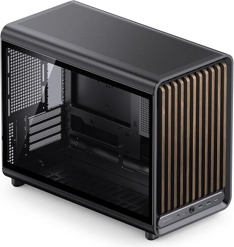 حافظة كمبيوتر JONSBO D33 Wood Black Micro ATX، حافظة MATX عالية تدفق الهواء مع لوحة من الزجاج المقسى، 9 أوضاع للمروحة، توافق عالٍ، تدعم MATX BTF MB، وحدة معالجة الرسومات 435 مم/360AIO/172 مم مبرد هواء، ATX/SFX PSU، خشب in Kuwait