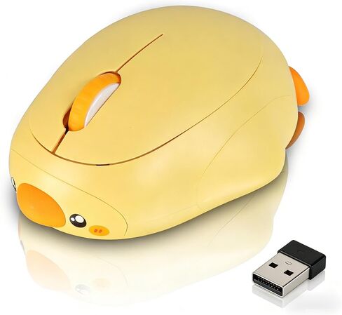 Cute Yellow Duck Wireless Mouse, Bluetooth 2.4G Dual Mode, Rechargeable Silent Mouse, Connect 3 Devices, High Precision Animal Design, Compatible with Laptop PC iOS Android Windows in Saudi Arabia
