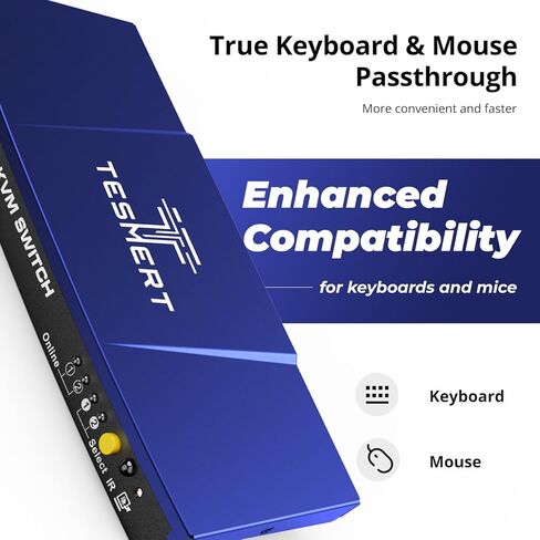 HDMI KVM Switch 1 Monitor 2 Computers, 4K@60Hz KVM Switches for 2 PC Sharing Monitor Keyboard Mouse, with EDID, L/R Out, HDR10 Dolby Vision, USB, Auto Scan, IR Hotkey Switch, 2 1.5m KVM Cable in Kuwait