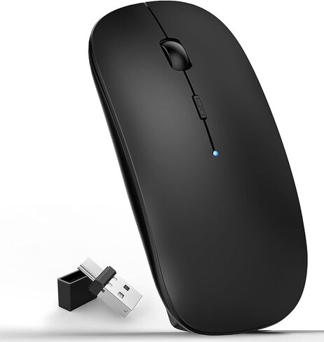 ماوس لاسلكي، ماوس بلوتوث لجهاز MacBook Pro/MacBook Air/Laptop/PC/Mac/iPad pro/كمبيوتر، بلوتوث 5.2/3.0 وجهاز استقبال USB من النوع C بسرعة 2.4 جيجا هرتز in Kuwait