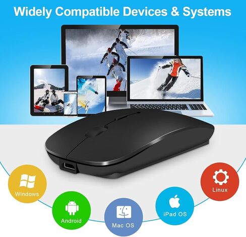 ماوس لاسلكي، ماوس بلوتوث لجهاز MacBook Pro/MacBook Air/Laptop/PC/Mac/iPad pro/كمبيوتر، بلوتوث 5.2/3.0 وجهاز استقبال USB من النوع C بسرعة 2.4 جيجا هرتز in Kuwait