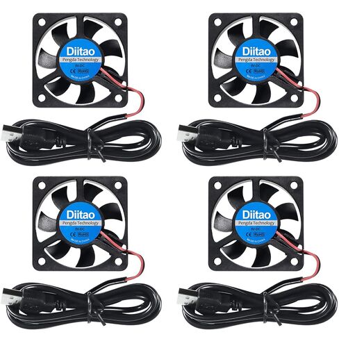 4PCS 5010 USB Cooling Fan,DC 5V Silent Quiet DC Brushless Cooling Fans 50x50x10mm 3D Printer Cooling Fan with USB Wire Computer Fan CPU Cooler 7 Blades (5010 DC 5V) in Kuwait