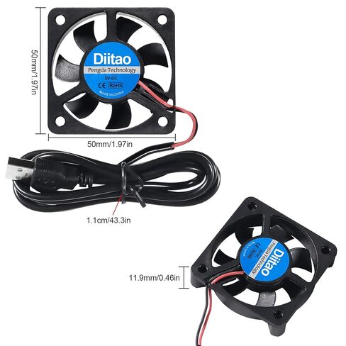 4PCS 5010 USB Cooling Fan,DC 5V Silent Quiet DC Brushless Cooling Fans 50x50x10mm 3D Printer Cooling Fan with USB Wire Computer Fan CPU Cooler 7 Blades (5010 DC 5V) in Kuwait