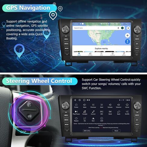 Car Stereo Android 13 for Toyota Tundra 2007-2013 Sequoia 2008-2018, 9 Inch Touch Screen 2+32GB Car Radio Wireless CarPlay GPS Navigation WiFi BT Mirror Link SWC in Saudi Arabia