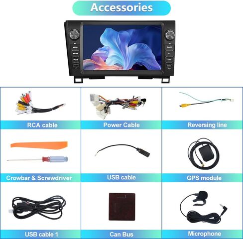 Car Stereo Android 13 for Toyota Tundra 2007-2013 Sequoia 2008-2018, 9 Inch Touch Screen 2+32GB Car Radio Wireless CarPlay GPS Navigation WiFi BT Mirror Link SWC in Saudi Arabia