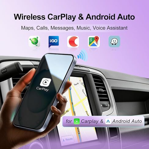 ستيريو سيارة Android 14 لسيارة Dodge RAM 1500 2500 3500 2013-2018، راديو بشاشة لمس 10.4 بوصة مع CarPlay اللاسلكي وAndroid Auto، وحدة رأس 8 النواة 4 جيجابايت + 64 جيجابايت، التحكم في تكييف الهواء، نظام تحديد المواقع العالمي (GPS)، BT، SWC، 4G LTE، التوصيل  in Kuwait