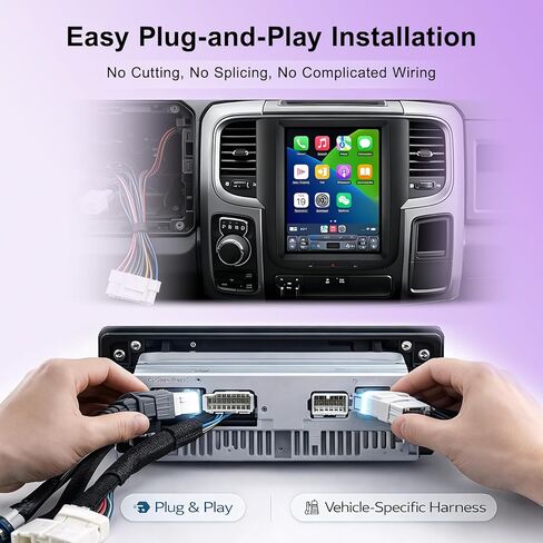ستيريو سيارة Android 14 لسيارة Dodge RAM 1500 2500 3500 2013-2018، راديو بشاشة لمس 10.4 بوصة مع CarPlay اللاسلكي وAndroid Auto، وحدة رأس 8 النواة 4 جيجابايت + 64 جيجابايت، التحكم في تكييف الهواء، نظام تحديد المواقع العالمي (GPS)، BT، SWC، 4G LTE، التوصيل  in Kuwait