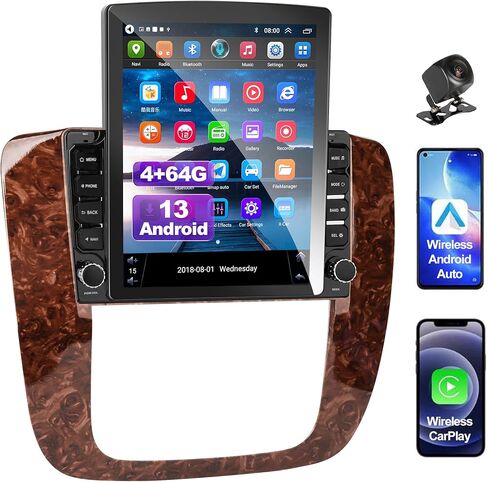 9.7" Car Radio for Chevy for GMC 2007-2014 2013 2012 2011 2010 2009 2008, [4+64G ROM] Android 13 Stereo with Wireless Carplay Android Auto GPS Bluetooth WiFi SWC FM RDS Mirror Link Backup Camera in Kuwait