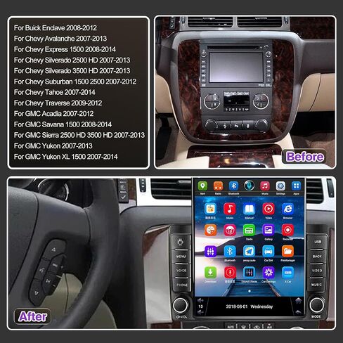 9.7" Car Radio for Chevy for GMC 2007-2014 2013 2012 2011 2010 2009 2008, [4+64G ROM] Android 13 Stereo with Wireless Carplay Android Auto GPS Bluetooth WiFi SWC FM RDS Mirror Link Backup Camera in Kuwait