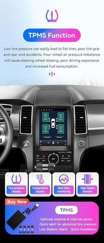 Android 14 Stereo Car Radio for Ford Taurus (2011-2019), 8Core 4G+64G GPS Navigation with 9.7 inch QLED Touchscreen via Carplay Android Auto SWC Bluetooth 5.4 EQ USB TPMS WiFi in Kuwait