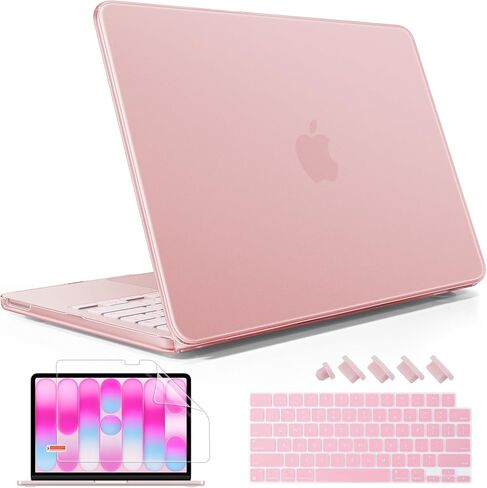 May Chen متوافق مع حافظة MacBook Neo 13 بوصة 2026 موديل A3404، هيكل صلب من البلاستيك، غطاء لوحة المفاتيح، واقي شاشة، قابس غبار، لجهاز MacBook Neo 13 بوصة مع شريحة A18 Pro، وردي ساكورا لامع in Kuwait