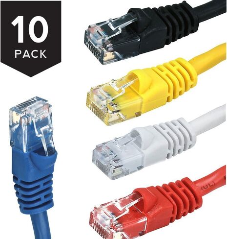 Buhbo 2ft Cat6 UTP Ethernet Network Booted Patch Cable (10-Pack) Multi-Color Black in Kuwait