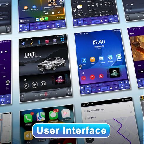 2+64G Android 14 Double Din Car Stereo for Ford Mustang 2010-2014 مع شاشة لمس 9.7 بوصة راديو مدمج Carplay لاسلكي/Android Auto/GPS/Bluetooth/FM/AUX-in/عناصر التحكم في عجلة القيادة/كاميرا احتياطية in Kuwait