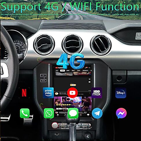 32GB ROM,10.4 Inch for Ford Mustang Radio Upgrade 2015-2023,Android Stereo Replacement,Touch Screen,8core CPU,Carplay and Android Auto,Keep SWC and Factory Camera GPS Navigation System Bluetooth in Kuwait