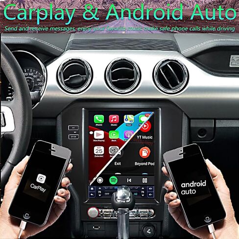 32GB ROM,10.4 Inch for Ford Mustang Radio Upgrade 2015-2023,Android Stereo Replacement,Touch Screen,8core CPU,Carplay and Android Auto,Keep SWC and Factory Camera GPS Navigation System Bluetooth in Kuwait