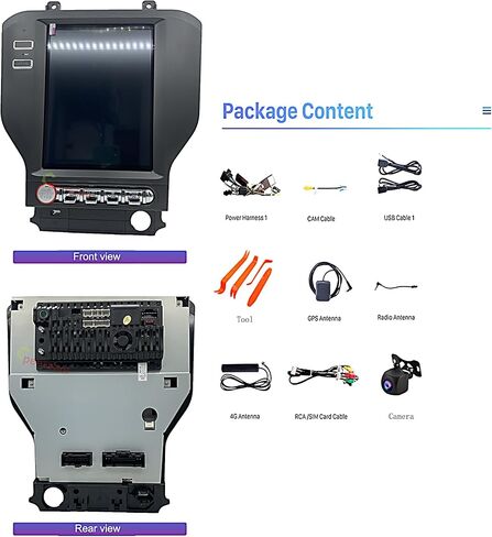 32GB ROM,10.4 Inch for Ford Mustang Radio Upgrade 2015-2023,Android Stereo Replacement,Touch Screen,8core CPU,Carplay and Android Auto,Keep SWC and Factory Camera GPS Navigation System Bluetooth in Kuwait