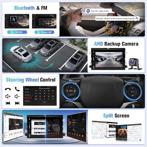 راديو سيارة Naifay 8Core Android 12 لسيارة Ford F150 2004-2008، F250 F350 2005-2016، شاشة لمس 7 بوصة لسيارة Mustang Escape Edge Explorer Focus Stereo مع Carplay Android Auto GPS WiFi BT+Canbus MIC in Kuwait