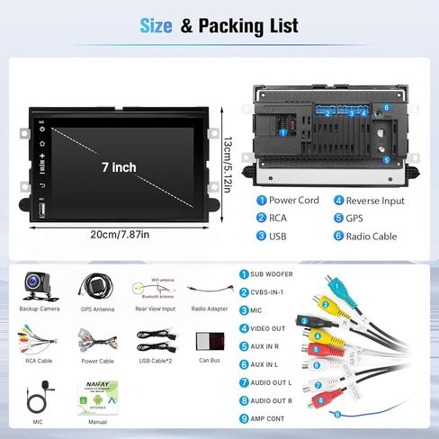 راديو سيارة Naifay 8Core Android 12 لسيارة Ford F150 2004-2008، F250 F350 2005-2016، شاشة لمس 7 بوصة لسيارة Mustang Escape Edge Explorer Focus Stereo مع Carplay Android Auto GPS WiFi BT+Canbus MIC in Kuwait