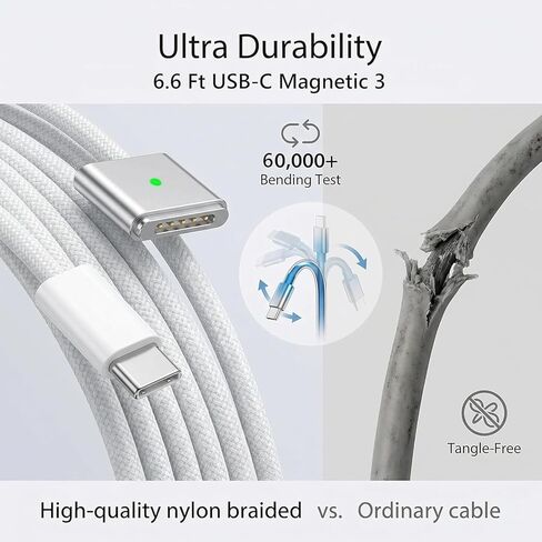 شاحن Mag 3 بقدرة 140 واط، شاحن Mac Book Pro، محول طاقة USB-C بقدرة 140 واط، كابل USB-C إلى Mag 3، متوافق مع Mac Book Pro/Air 13/14/15/16 بوصة M1 M2 M3 M4 (بين 2021-2025) in Kuwait