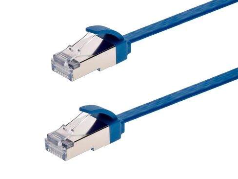 Monoprice Cat6A Ethernet Patch Cable - Slim Flat U/FTP 32AWG Molded Boot 1ft Blue in Kuwait
