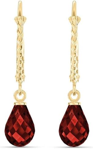 Galaxy Gold GG 3 Carat 14k Solid Gold Leverback Earrings Briolette Garnet in Saudi Arabia