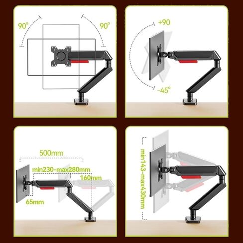 Monitor Arm Single Monitor Mount Arm with Mounting Adaptor Brackets, Fit Max 32"Screens Without Mounting Holes, Adjustable Gas Spring Single Monitor Desk Mount Monitor Mo in Kuwait