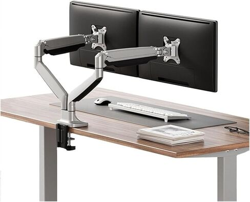Monitor Arm Dual Monitor Desk Mount for Max 32 Inch, 19.8 Lbs Screen, Aluminum Monitor Arm Mount Adjustable Gas Spring Monitor Arm with 75/100Mm Monitor Mount Arm in Kuwait