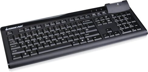 لوحة مفاتيح IOGEAR ذات 104 مفاتيح مع قارئ بطاقات ذكية مدمج GKBSR201TAA، متوافق مع TAA باللون الأسود in Kuwait