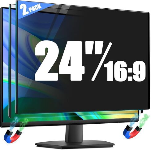 [2 Pack] Magnetic Privacy Screen for 24 Inch 16:10 Computer Monitor - Reversible Matte/Glossy Anti-Glare, Removable Blue Light Filter Anti-Spy Eye Protection Screen Protector Shield for Desktop PC in Saudi Arabia