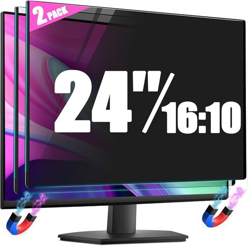[2 Pack] Magnetic Privacy Screen for 24 Inch 16:10 Computer Monitor - Reversible Matte/Glossy Anti-Glare, Removable Blue Light Filter Anti-Spy Eye Protection Screen Protector Shield for Desktop PC in Saudi Arabia